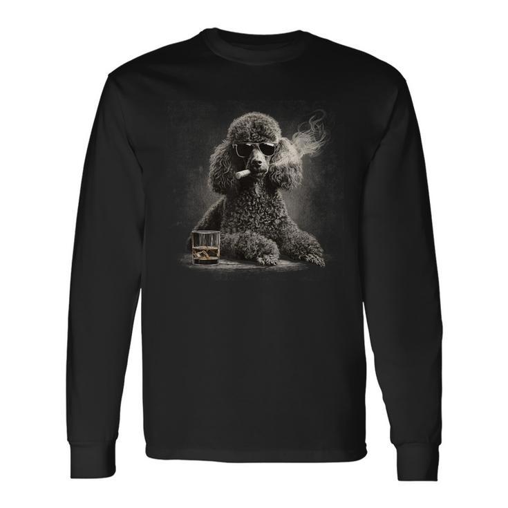 ヴィンテージ スモーキングプードル ファニー 犬 父の日 長袖Tシャツ