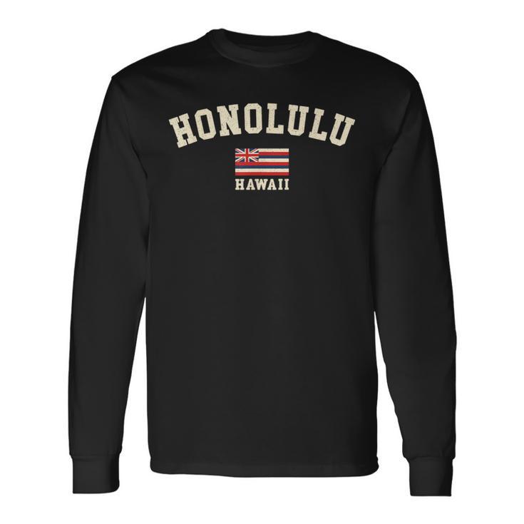 ヴィンテージ ホノルル ハワイ お土産 ハワイ国旗 レトロ 長袖Tシャツ