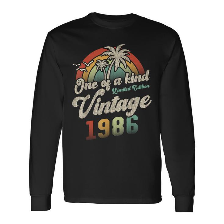 ヴィンテージ1986バースデー40年パームツリー 長袖Tシャツ