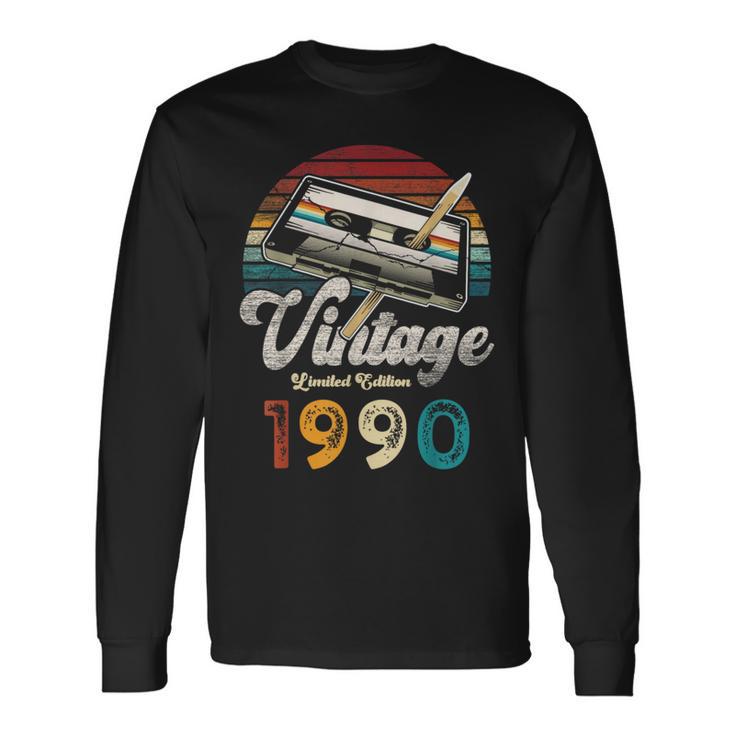 ヴィンテージ1990バースデー36年カセットペンシル 長袖Tシャツ