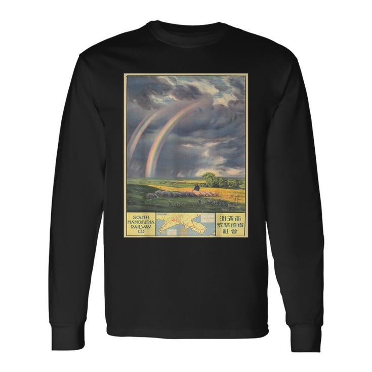 ヴィンテージポスター-南満州鉄道 長袖Tシャツ
