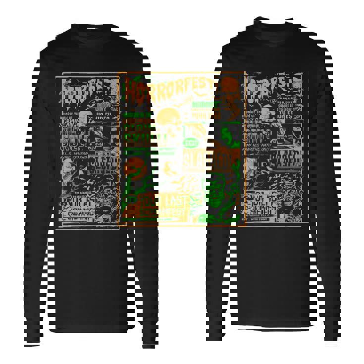 ヴィンテージ・ハロウィーン・クラシック・ホラー映画ポスター ホラーフェスト 長袖Tシャツ ギフトのアイデア