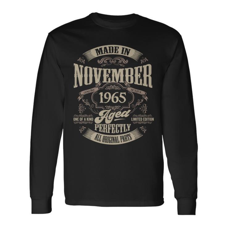 ヴィンテージ還暦祝い 1965年11月生まれ 60歳 長袖tシャツ 長袖Tシャツ