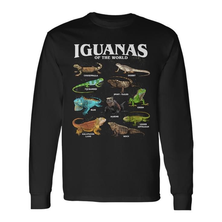 世界のイグアナ教育爬虫類アート 長袖Tシャツ