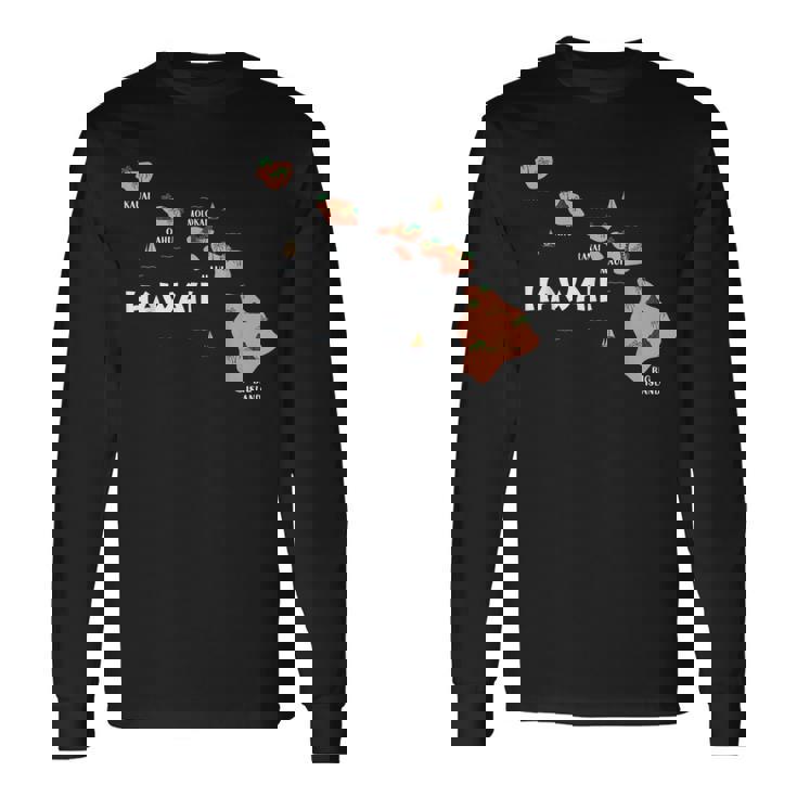 地図 ヴィンテージ お土産 ハワイ諸島 長袖Tシャツ ギフトのアイデア