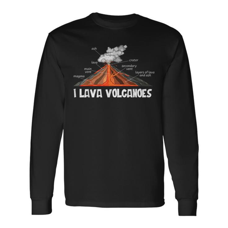 地球 マグマ、溶岩、火山、地学 長袖Tシャツ