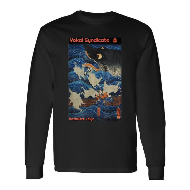 妖怪シンジケート 浮世絵 日本の木版天狗スピリット 長袖Tシャツ