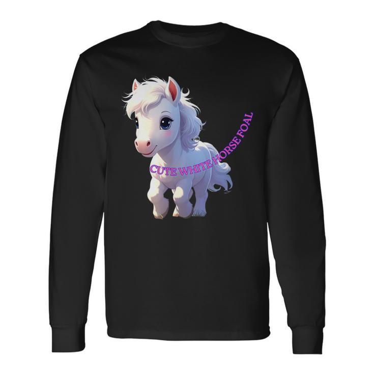 子馬 かわいい 馬 干支 白馬 イラスト 長袖Tシャツ