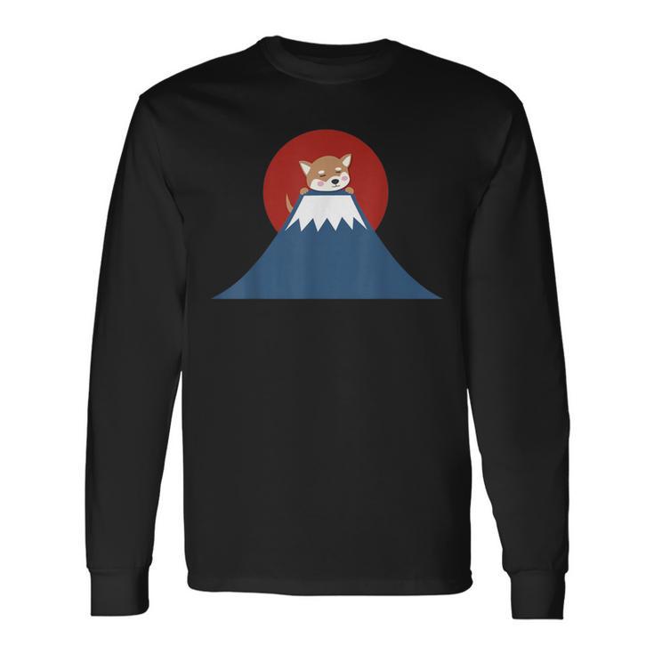 富士山柴犬tシャツ 日本犬ジャパンtシャツ カワイイ 長袖Tシャツ