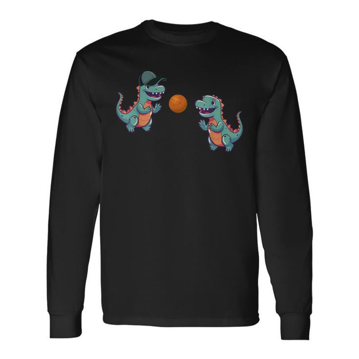 恐竜バスケットボール 長袖Tシャツ