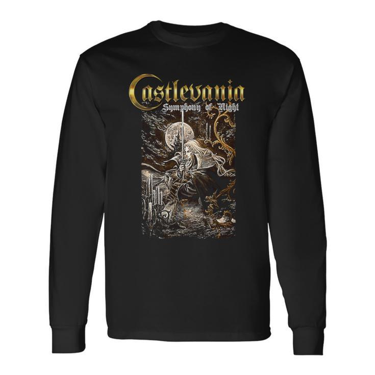 悪魔城ドラキュラ シンフォニーボックス アート ゴシック 月 夜 レトロ ゲーマー 長袖tシャツ 長袖Tシャツ