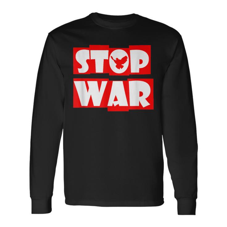 戦争なし 反戦 平和のハト 長袖Tシャツ