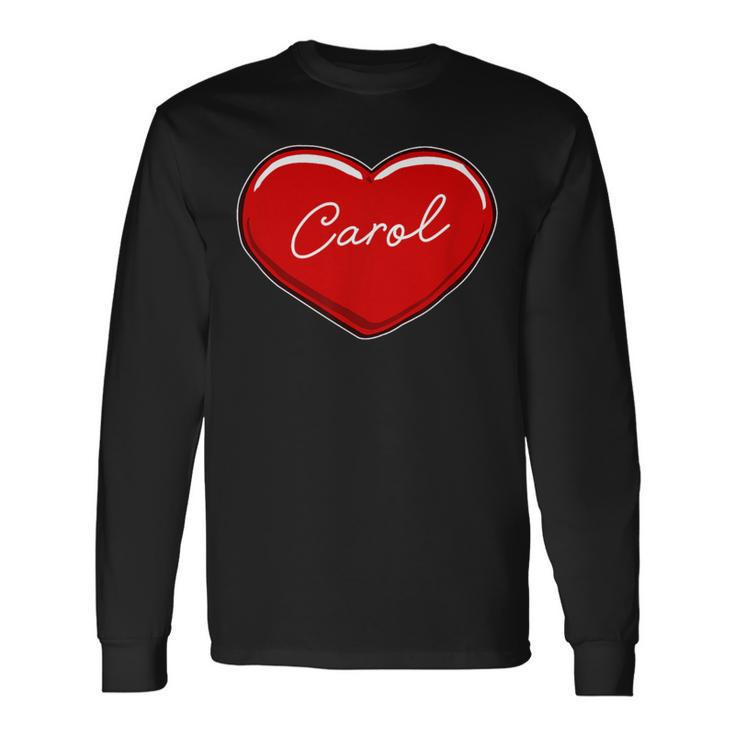 手描きのハートキャロル ファーストネーム ハート I Love Carol 長袖Tシャツ