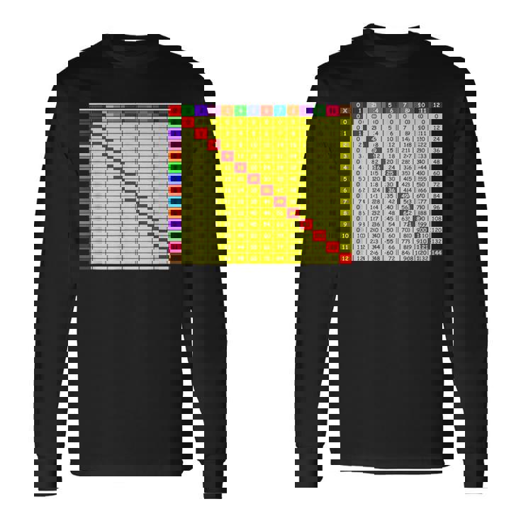 掛け算表チャート 算数シャツ 教師 学生服 長袖Tシャツ ギフトのアイデア