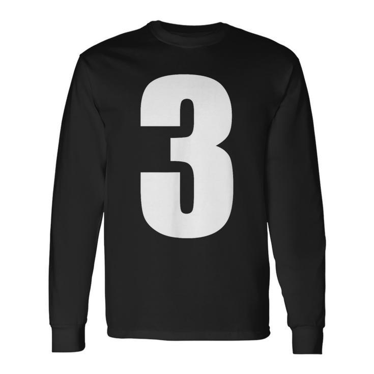 数字 3 数字 無地 白 数字 長袖Tシャツ