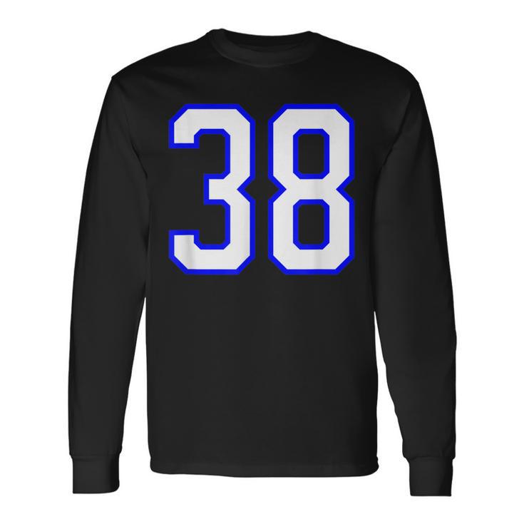 数字 38 Thirty Eight スポーツジャージ ホワイト ブルー 誕生日年齢 長袖Tシャツ