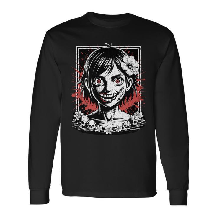 日本のゴス 不気味なエモ Y2k 日本ホラー アニメ 漫画 長袖tシャツ 長袖Tシャツ
