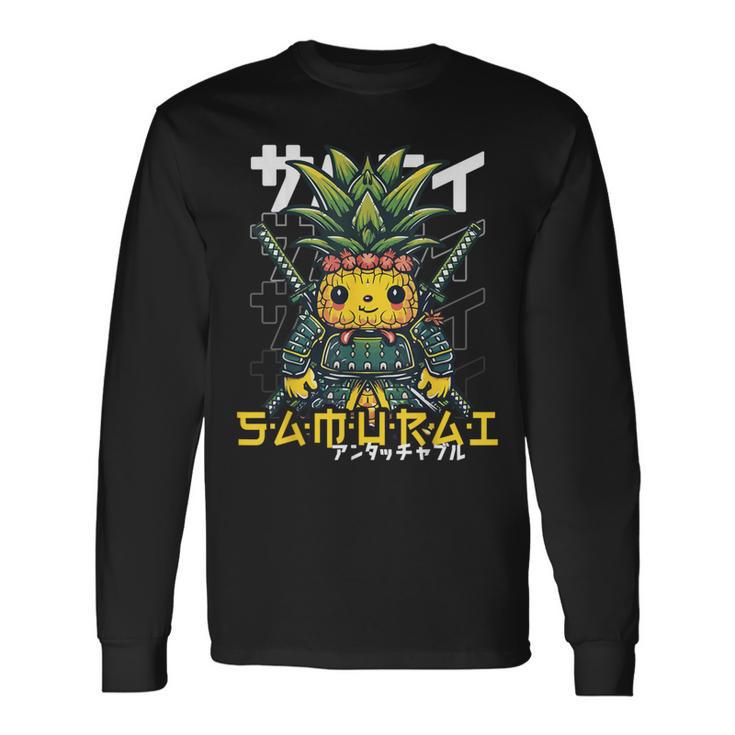 日本の侍 パイナップル戦士 浮世先生サムライ 長袖Tシャツ