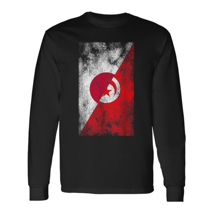 日本チュニジア国旗 日本のチュニジア。 長袖Tシャツ