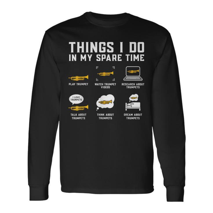暇な時間にやること トランペットトランペット 長袖Tシャツ