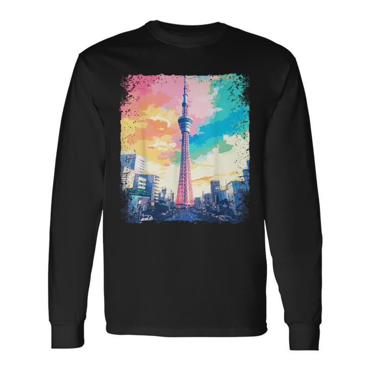 東京スカイツリージャパンaporwave エステ 日本観光 長袖Tシャツ