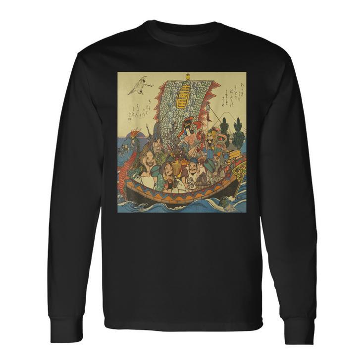 歌川広重作 宝船 七福神 長袖Tシャツ