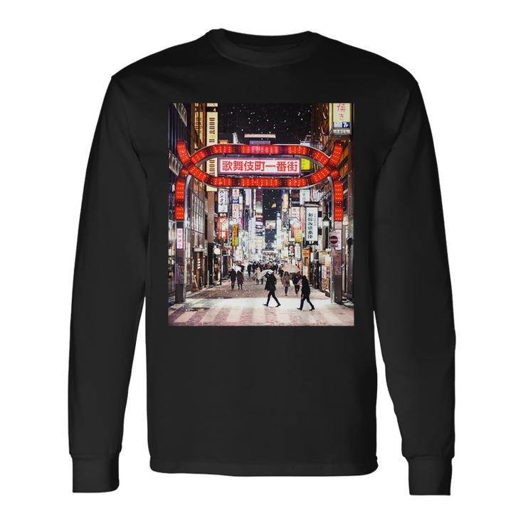 歌舞伎町 東京 ジャパン ナイトライフ 日本のストリートアート 長袖Tシャツ