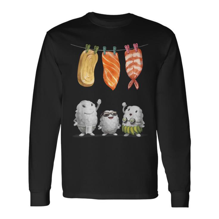 洗濯 する 寿司 すし たまご サーモン えび 長袖Tシャツ