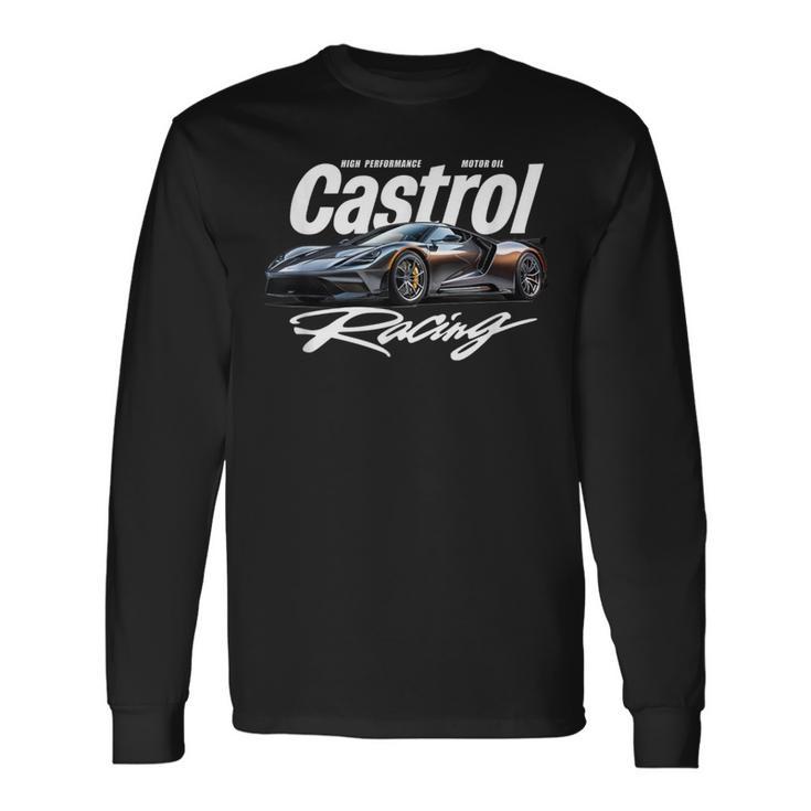 洗練されたレースカーモーターオイルグラフィック Papl3548 長袖Tシャツ