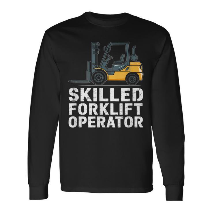 熟練したフォークリフトオペレーター 長袖Tシャツ