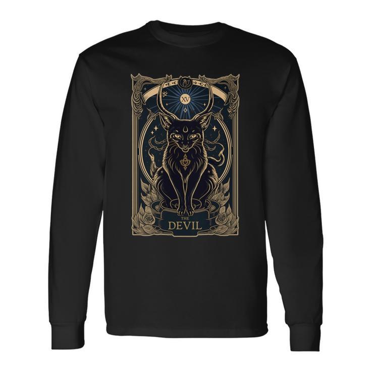 猫 タロットカード 悪魔 タロットカード 猫 長袖tシャツ 長袖Tシャツ