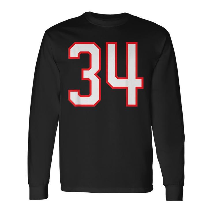 番号 34 スポーツ ホワイト レッド 代表番号 長袖Tシャツ