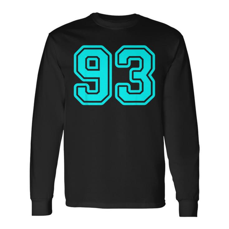 番号 93 シアン スポーツ番号 長袖Tシャツ