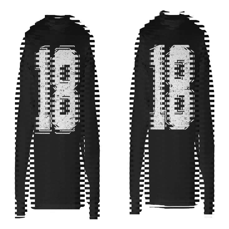 番号18シャツ、番号付き ヴィンテージ 18歳の誕生日 長袖Tシャツ ギフトのアイデア