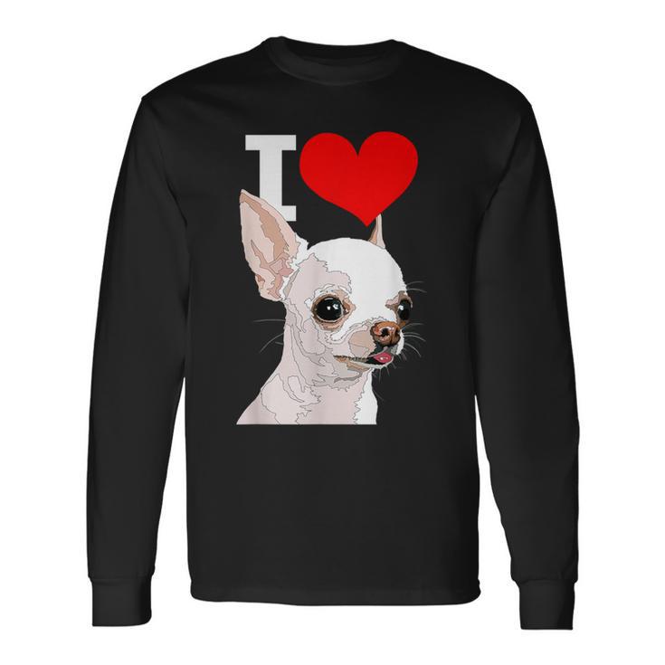 白いチワワ犬が大好き 長袖Tシャツ