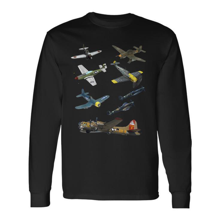 第二次世界大戦 戦闘機 P51 マスタング スピットファイア メッサーシュミット B-17 長袖Tシャツ