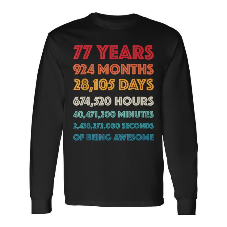 素晴らしい77歳の誕生日ギフト 面白いレトロ 77歳の誕生日 長袖Tシャツ