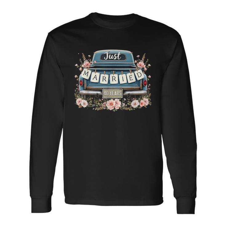 結婚40年 おもしろ40周年結婚記念カップル 長袖Tシャツ