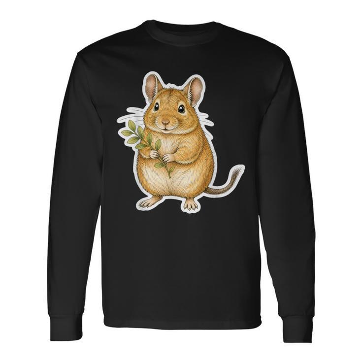 緑の枝を持つデグー 長袖Tシャツ