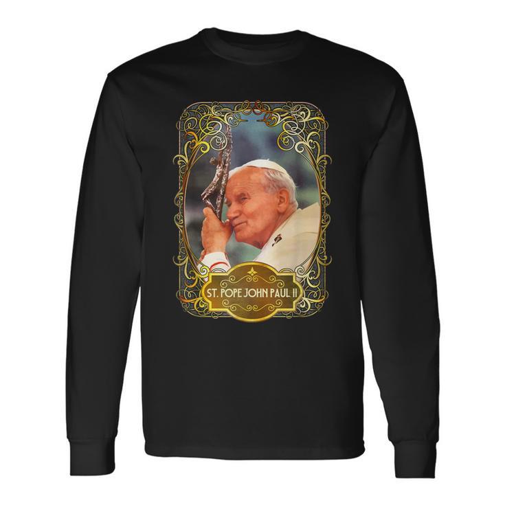 聖ローマ教皇ヨハネ・パウロ2世十字架 カトリック 長袖Tシャツ
