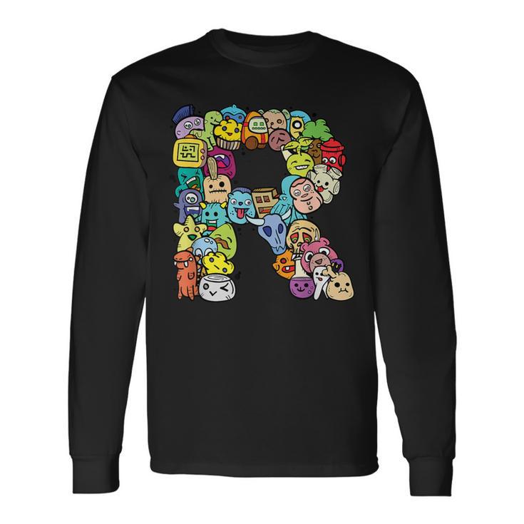 英文字 R アルファベット R 名前 イニシャル モノグラム シャツ 長袖Tシャツ