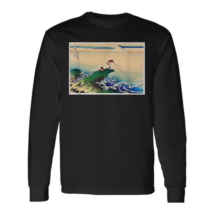 葛飾北斎 富嶽三六景 名作アート 絵画 メンズ レディース 面白い 服 美術 おもしろ 釣り人 長袖Tシャツ