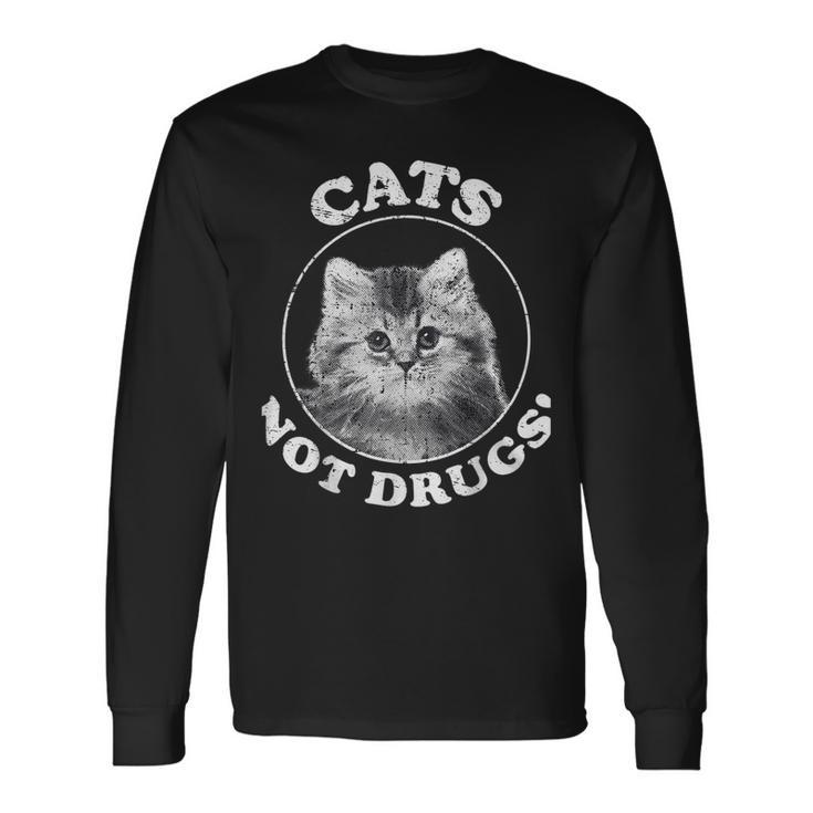 薬物ではなく猫 長袖Tシャツ