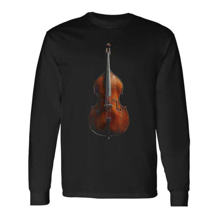 重低音 楽器 モチーフ 作品 コントラバス 長袖Tシャツ