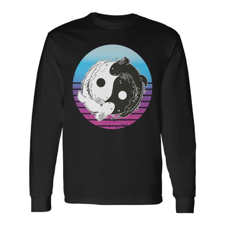 陰陽ウーパールーパー アート グラフィック アニメ ウーパールーパー 恋人 日本語 長袖tシャツ 長袖Tシャツ