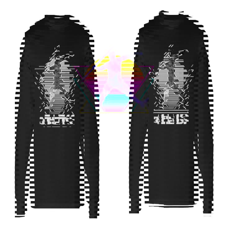 陸上競技 やり投げ スポーツ レトロ ヴィンテージaporwave 90 年代 長袖Tシャツ ギフトのアイデア