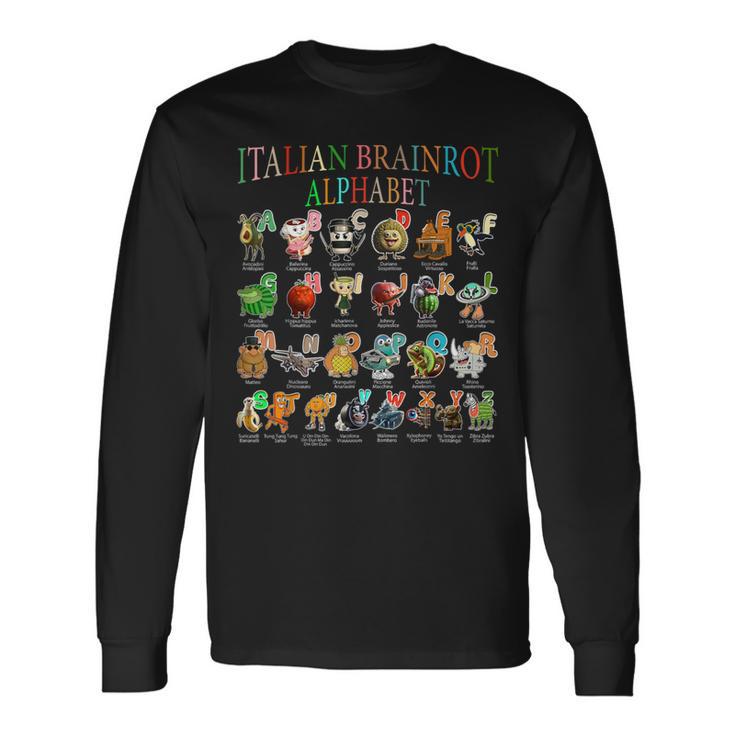 面白いイタリアンブレインロットキャラクターアルファベットミームブレインロット。 長袖Tシャツ