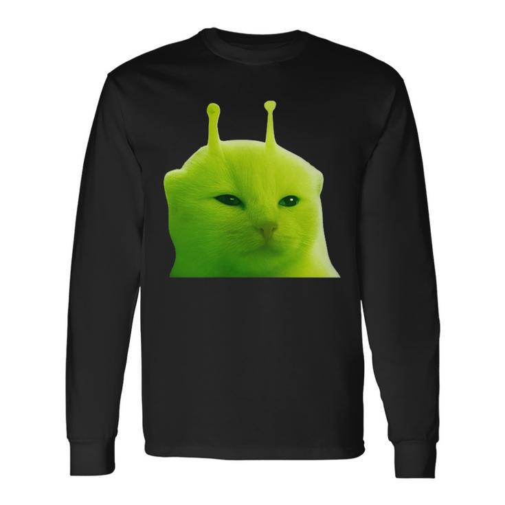面白いエイリアン 猫 ミーム Glerp Glorp Zep Zep 長袖Tシャツ