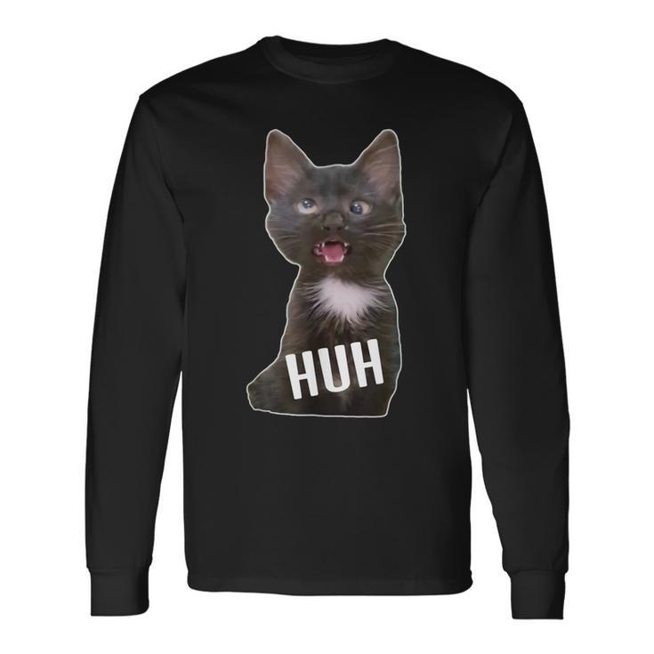 面白いクロスアイドキャットミームハァーファニーキャット 長袖Tシャツ