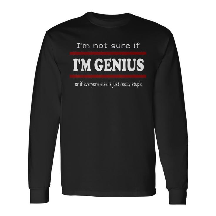 面白いテキストユーモアかっこいい私は天才です 長袖Tシャツ
